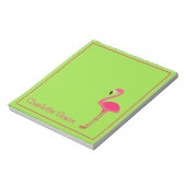 Tropisches Rosa und grünes Flamingo Personalisiert Notizblock (Rotiert)