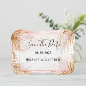 Tropisches Rosa und Pampas Save the Date Einladung (Stehend Vorderseite)