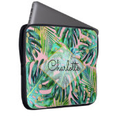 Tropisches Rosen-GoldGlitzer-Palmblatt-Muster Laptopschutzhülle (Vorne Rechts)