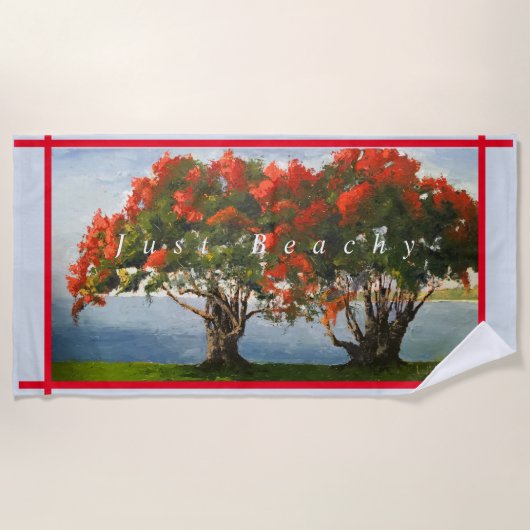 Tropisches Rotes Feuer |Just Beachy Strandtuch (Vorderseite)
