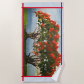 Tropisches Rotes Feuer |Just Beachy Strandtuch (Vorderseite)