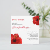 Tropisches Rotes Hibiskus Brautparty Einladung (Stehend Vorderseite)