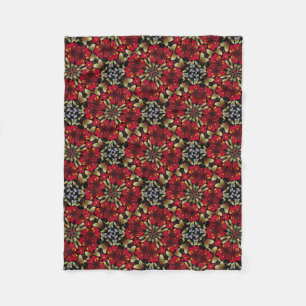 Tropisches rotes Mandala-Kaleidoskop Fleecedecke