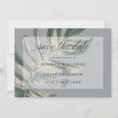 Tropisches Rustikales Aquarell Split Blatt Save The Date (Vorderseite)