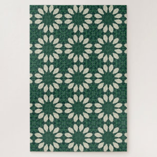 Tropisches Sacramento Green und Silver Circle Patt Puzzle
