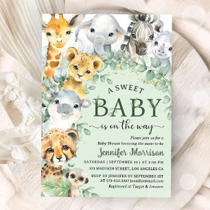 Tropisches Safari-Dschungel-Tier Baby Shower  Einladung