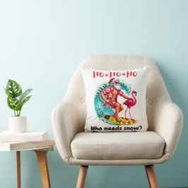 Tropisches Santa Surfen mit Flamingo und Urlaub Kissen
