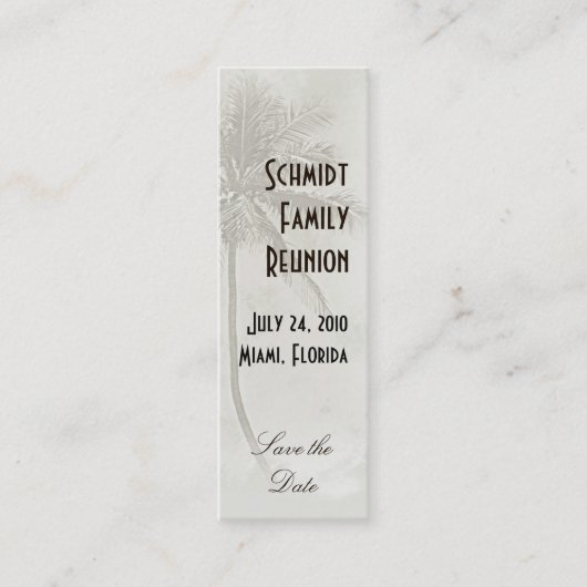 Tropisches Save the Date (Taupe) Mini Visitenkarte (Vorderseite)