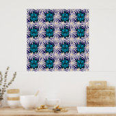 Tropisches Schildkröten-Blumenmuster Nahtlose Meer Poster (Küche)