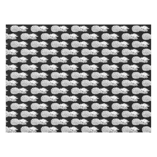 Tropisches schwarzes Ananas-Fruchtmuster Tischdecke (Vorderseite (Horizontal))