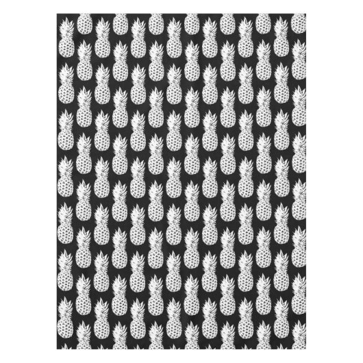 Tropisches schwarzes Ananas-Fruchtmuster Tischdecke (Vorderseite)