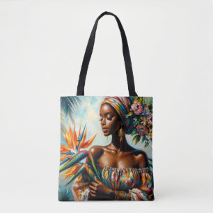 Tropisches Schwarzes Bird of Paradise Art Tasche