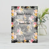 Tropisches Schwarzes Brautparty Einladung (Stehend Vorderseite)