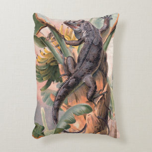 Tropisches Schwarzes Iguana, Vintages Wildtier Dekokissen
