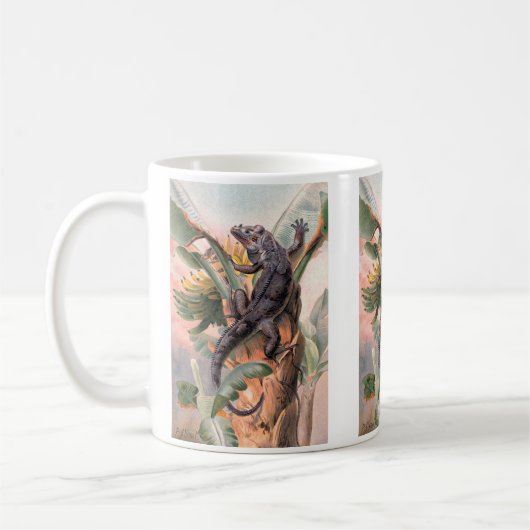 Tropisches Schwarzes Iguana, Vintages Wildtier Kaffeetasse (Links)