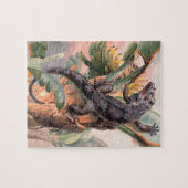 Tropisches Schwarzes Iguana, Vintages Wildtier Puzzle (Horizontal)
