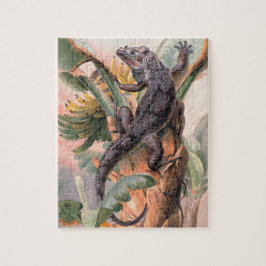 Tropisches Schwarzes Iguana, Vintages Wildtier Puzzle