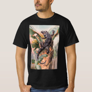 Tropisches Schwarzes Iguana, Vintages Wildtier T-Shirt