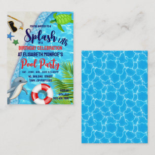 Tropisches Schwimmbad, Pool Party Geburtstagskarte Visitenkarte