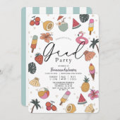 Tropisches Schwimmbad Sommerartikel Foto Abschluss Einladung (Vorne/Hinten)