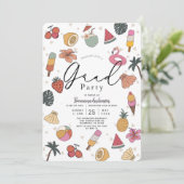 Tropisches Schwimmbad Sommerartikel Foto Abschluss Einladung (Stehend Vorderseite)