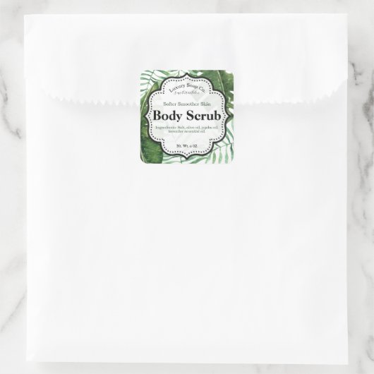 Tropisches Scrub-Etikett Quadratischer Aufkleber (Tasche)