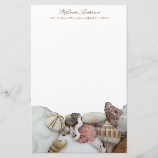 Tropisches Seashell Border Personal Writer Paper Briefpapier (Vorderseite)