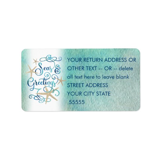 Tropisches "SEAsons Grüße" Wasserfarbskript Adressaufkleber (Vorne)