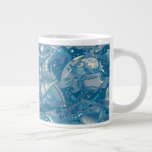 Tropisches Seemuster Jumbo-Tasse (Rechts)