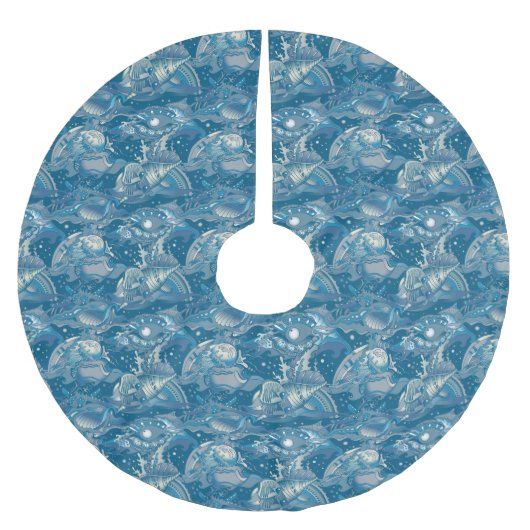 Tropisches Seemuster Polyester Weihnachtsbaumdecke (Vorderseite)