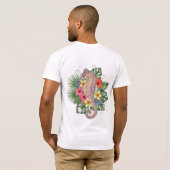 Tropisches Seepferdchen-Blumenmuster T-Shirt (Schwarz voll)