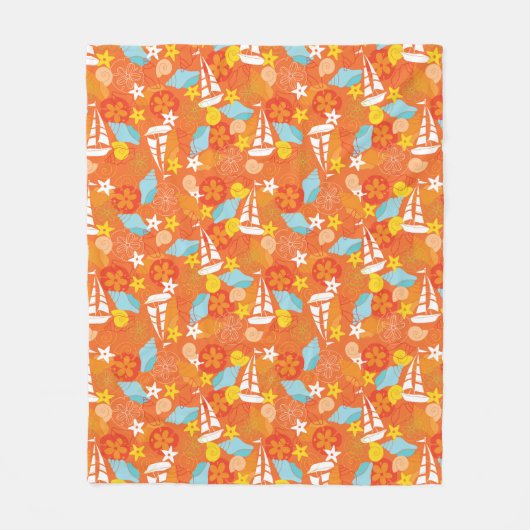 Tropisches Segelboot-Muster Fleecedecke (Vorderseite)