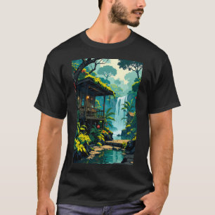 Tropisches Serenity-Wasserfall-Retreat T-Shirt