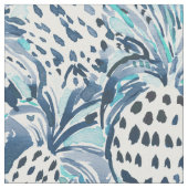 TROPISCHES SITCH Indigo-Ananas-Aquarell Stoff (Nahaufnahme)