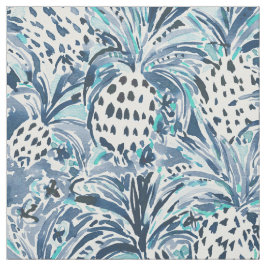 TROPISCHES SITCH Indigo-Ananas-Aquarell Stoff