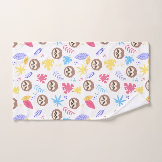 Tropisches Sloth-u. Blätter-Muster Badhandtuch Set (Handtuch)