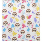 Tropisches Sloth-u. Blätter-Muster Duschvorhang (Vorderseite)