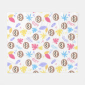 Tropisches Sloth-u. Blätter-Muster Fleecedecke (Vorderseite (Horizontal))