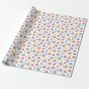 Tropisches Sloth-u. Blätter-Muster Geschenkpapier