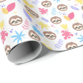 Tropisches Sloth-u. Blätter-Muster Geschenkpapier (Rolleneckpunkt)