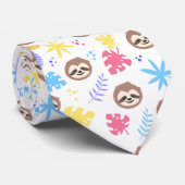 Tropisches Sloth-u. Blätter-Muster Krawatte (Gerollt)