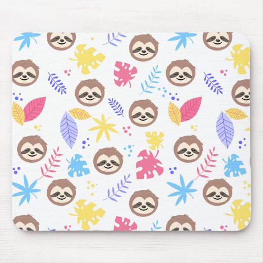Tropisches Sloth-u. Blätter-Muster Mousepad (Vorne)