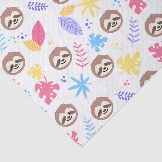 Tropisches Sloth-u. Blätter-Muster Seidenpapier (Ausschnitt)