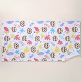 Tropisches Sloth-u. Blätter-Muster Strandtuch (Vorderseite)