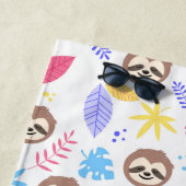 Tropisches Sloth-u. Blätter-Muster Strandtuch (Beispiel)