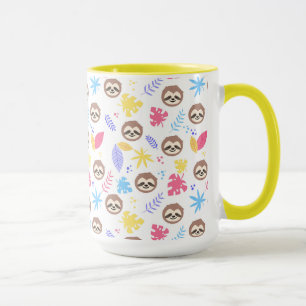 Tropisches Sloth-u. Blätter-Muster Tasse