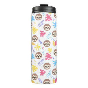 Tropisches Sloth-u. Blätter-Muster Thermosbecher