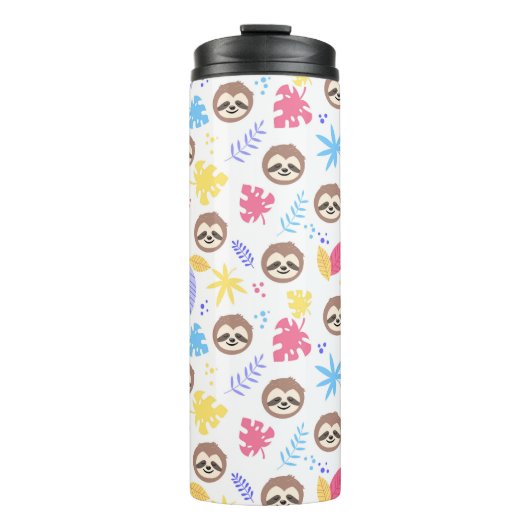 Tropisches Sloth-u. Blätter-Muster Thermosbecher (Vorderseite)