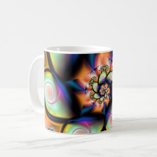 Tropisches Smoothie-Fraktal Kaffeetasse (Vorderseite Links)