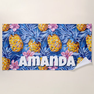 Tropisches Sommer Ananas Muster Floral Strandtuch